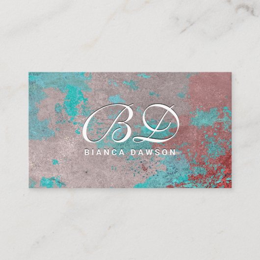 Fancy monogram script | Grunge Rusted Background Visitekaartje (Voorkant)