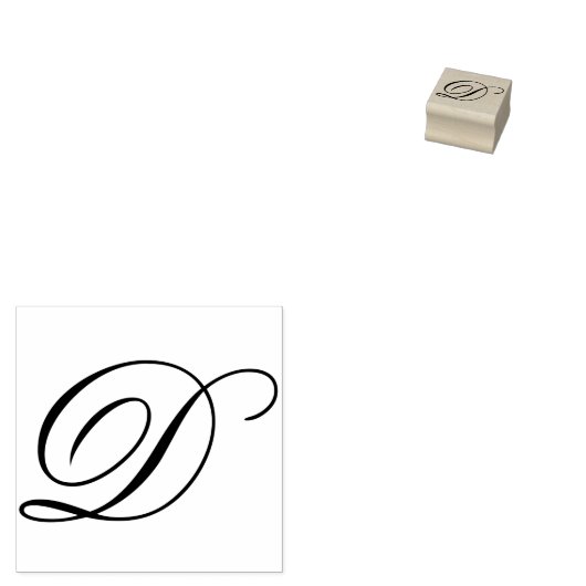 Fancy Monogram Script Letter D Rubberstempel (Gestempeld)
