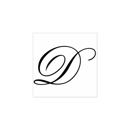 Fancy Monogram Script Letter D Rubberstempel (Afrduk)