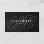 Fancy Monogram Slank Zwart Visitekaartje (Voorkant)