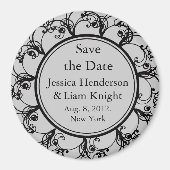 Fancy Monogram sparen de Datum grijs Magnet (Voorkant)