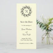 Fancy Monogram sparen de Datum (off+white) Save The Date (Staand voorkant)