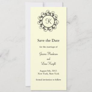 Fancy Monogram sparen de Datum (off+white) Save The Date