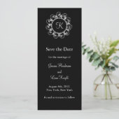Fancy Monogram sparen de Datum (zwarte) Save The Date (Staand voorkant)