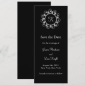 Fancy Monogram sparen de Datum (zwarte) Save The Date (Voorkant / Achterkant)