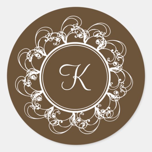 Fancy Monogram Sticker (chocolade) (Voorkant)