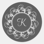 Fancy monogram sticker (grijs) (Voorkant)