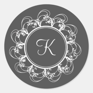 Fancy monogram sticker (grijs)