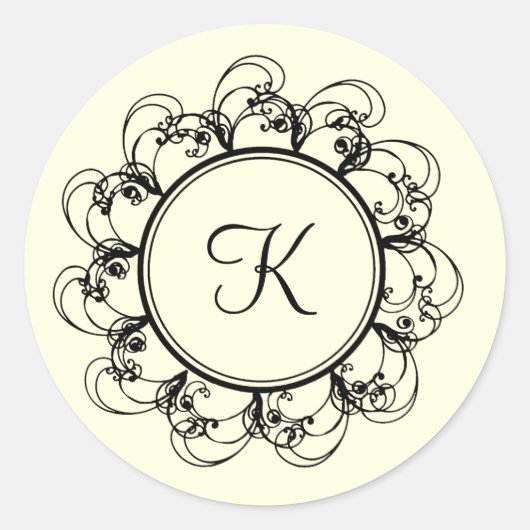 Fancy monogram sticker (off+white) (Voorkant)