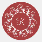 Fancy monogram sticker (rood) (Voorkant)