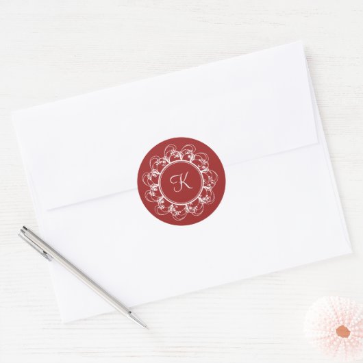 Fancy monogram sticker (rood) (Envelop)