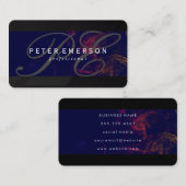 Fancy Monogram Strak Zwart Textuur Visitekaartje (Voorkant / Achterkant)