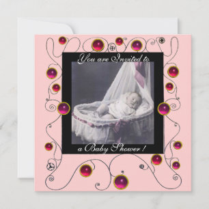 FANCY MONOGRAM VAN HET BABY SHOWER VAN SWIRLS, fot Kaart