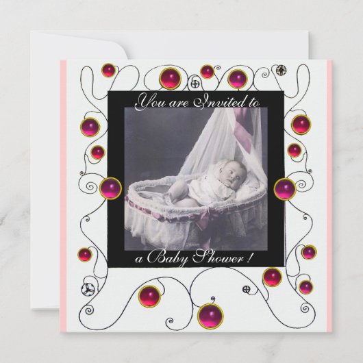 FANCY MONOGRAM VAN HET BABY SHOWER VAN SWIRLS, fot Kaart (Voorkant)