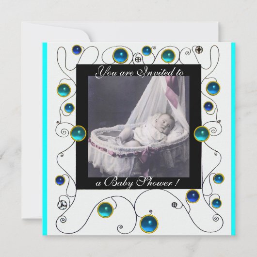 FANCY MONOGRAM VAN HET BABY SHOWER VAN SWIRLS, fot Kaart (Voorkant)