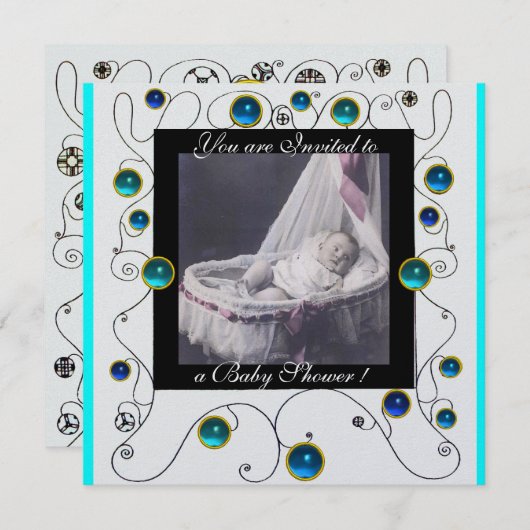 FANCY MONOGRAM VAN HET BABY SHOWER VAN SWIRLS, fot Kaart (Voorkant / Achterkant)