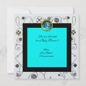 FANCY MONOGRAM VAN HET BABY SHOWER VAN SWIRLS, fot Kaart (Achterkant)