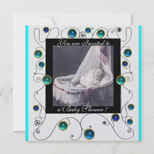 FANCY MONOGRAM VAN HET BABY SHOWER VAN SWIRLS, fot Kaart (Voorkant)