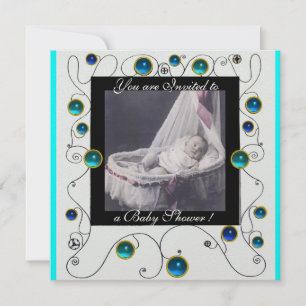 FANCY MONOGRAM VAN HET BABY SHOWER VAN SWIRLS, fot Kaart