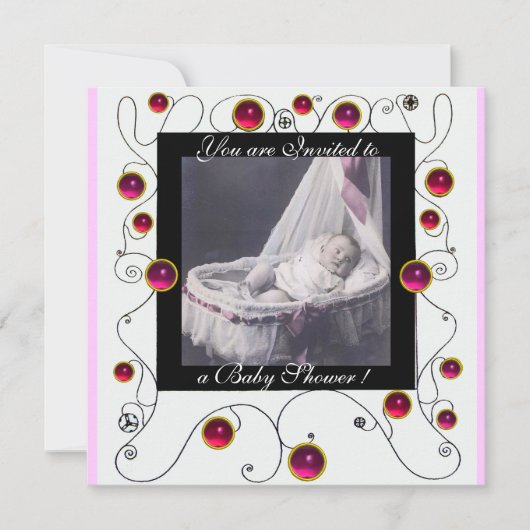 FANCY MONOGRAM VAN HET BABY SHOWER VAN SWIRLS, fot Kaart (Voorkant)