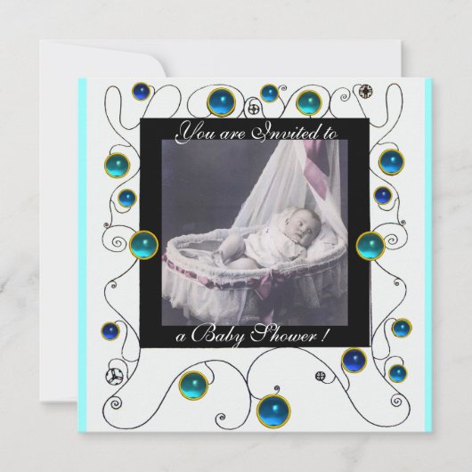 FANCY MONOGRAM VAN HET BABY SHOWER VAN SWIRLS, fot Kaart (Voorkant)