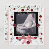 FANCY MONOGRAM VAN HET BABY SHOWER VAN SWIRLS, fot Kaart (Voorkant / Achterkant)