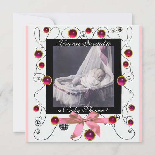 FANCY MONOGRAM VAN HET BABY SHOWER VAN SWIRLS, fot Kaart (Voorkant)