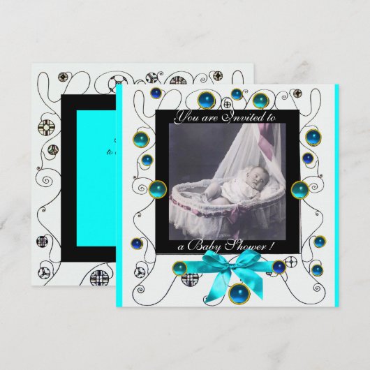 FANCY MONOGRAM VAN HET BABY SHOWER VAN SWIRLS, fot Kaart (Voorkant / Achterkant)