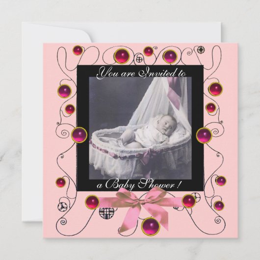 FANCY MONOGRAM VAN HET BABY SHOWER VAN SWIRLS, fot Kaart (Voorkant)