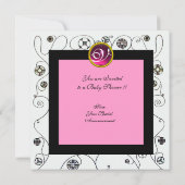 FANCY MONOGRAM VAN HET BABY SHOWER VAN SWIRLS, fot Kaart (Achterkant)