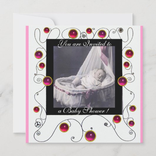 FANCY MONOGRAM VAN HET BABY SHOWER VAN SWIRLS, fot Kaart (Voorkant)