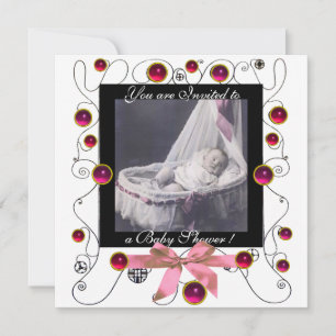 FANCY MONOGRAM VAN HET BABY SHOWER VAN SWIRLS, fot Kaart