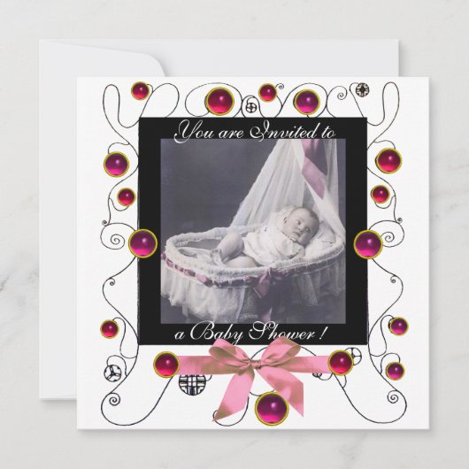 FANCY MONOGRAM VAN HET BABY SHOWER VAN SWIRLS, fot Kaart (Voorkant)