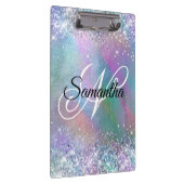 Fancy monogram voor gloeiende iriserende regenboog klembord (Rechts)