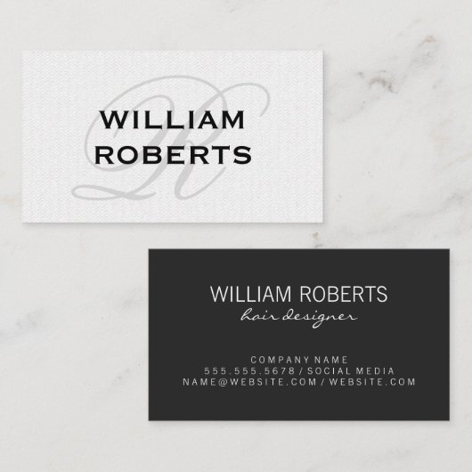 Fancy monogram Wavy Visitekaartje (Voorkant / Achterkant)