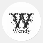 Fancy monogram: Wendy Ronde Sticker (Voorkant)