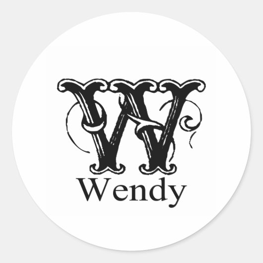 Fancy monogram: Wendy Ronde Sticker (Voorkant)