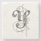 Fancy  monogram "Y" Stenen Onderzetter (Voorkant)