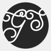 Fancy Monogram zwart-wit Ronde Sticker (Voorkant)