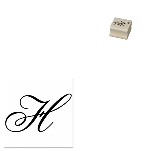Fancy Monogrambrief H Ontwerp bewerken om te wijzi Rubberstempel (Gestempeld)