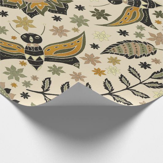 Fancy Moths and Flowers Cadeaupapier (Hoek)