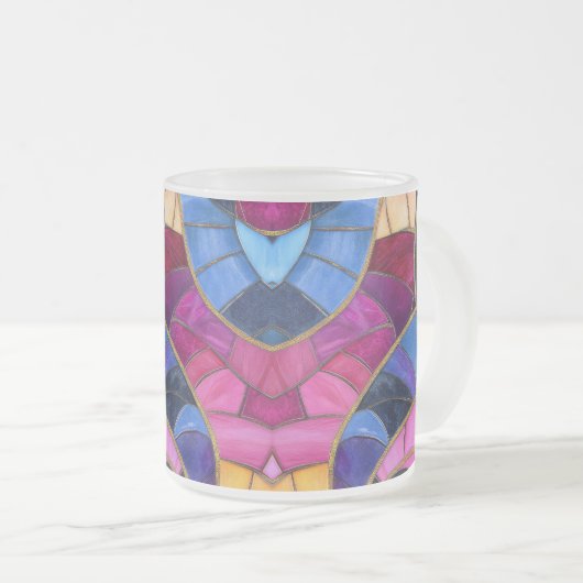 Fancy mozaïek Frosted Glass Mok (Voorkant rechts)