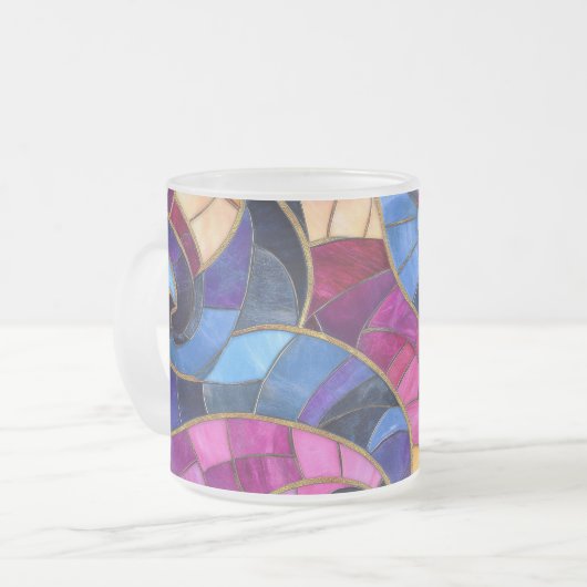 Fancy mozaïek Frosted Glass Mok (Voorkant links)