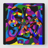 Fancy mozaïekdiepe levendige kleurpatronen vierkante klok (Voorkant)