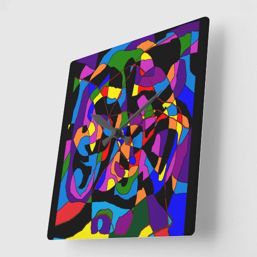 Fancy mozaïekdiepe levendige kleurpatronen vierkante klok (Hoek)