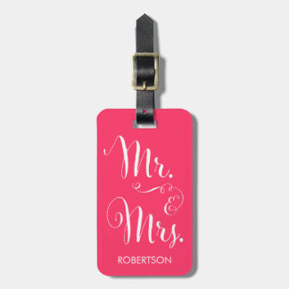 Fancy Mr. en mevrouw Bagagelabel - roze, warm