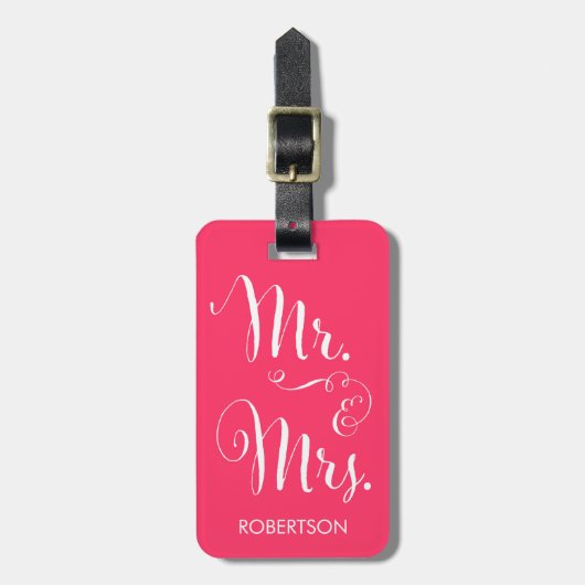Fancy Mr. en mevrouw Bagagelabel - roze, warm (Voorkant verticaal)