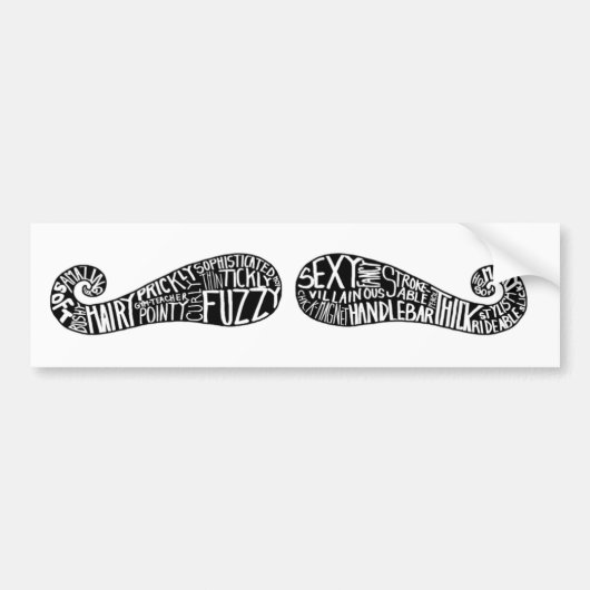 Fancy Mustache-woorden bumpersticker (Voorkant)