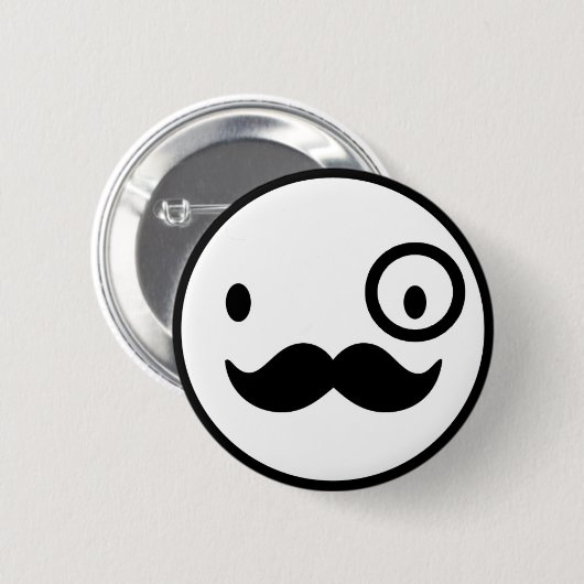 fancy mustchace face ronde button 5,7 cm (Voorkant /achterkant)