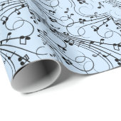 Fancy Muzieknoten blauw Cadeaupapier (Rol Hoek)